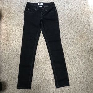 Dark Wash/Black bootcut jean.